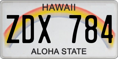 HI license plate ZDX784