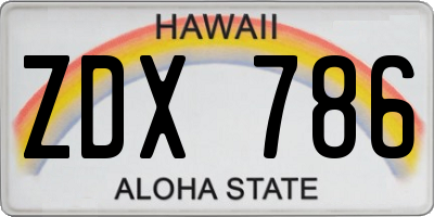 HI license plate ZDX786