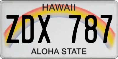 HI license plate ZDX787