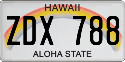 HI license plate ZDX788