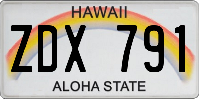 HI license plate ZDX791
