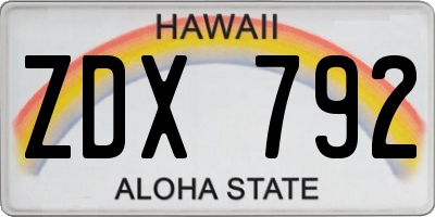 HI license plate ZDX792