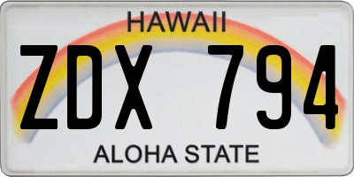 HI license plate ZDX794