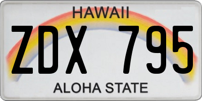 HI license plate ZDX795