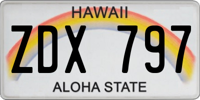 HI license plate ZDX797