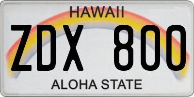 HI license plate ZDX800