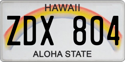 HI license plate ZDX804