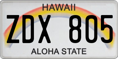 HI license plate ZDX805