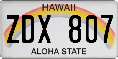 HI license plate ZDX807