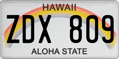 HI license plate ZDX809
