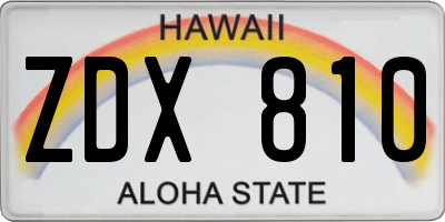 HI license plate ZDX810