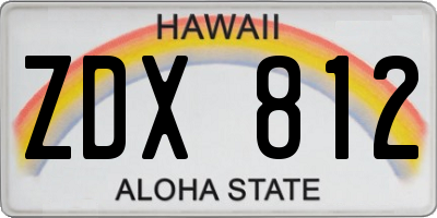 HI license plate ZDX812