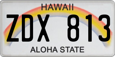 HI license plate ZDX813