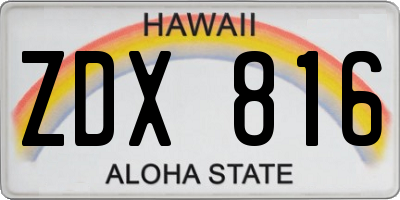 HI license plate ZDX816