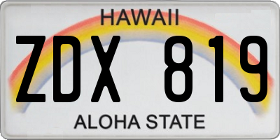 HI license plate ZDX819