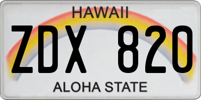 HI license plate ZDX820