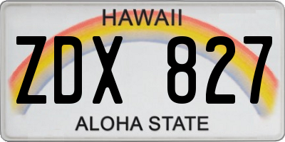 HI license plate ZDX827
