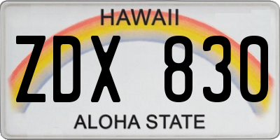HI license plate ZDX830