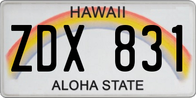 HI license plate ZDX831