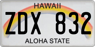 HI license plate ZDX832