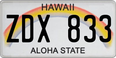 HI license plate ZDX833