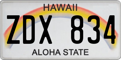 HI license plate ZDX834
