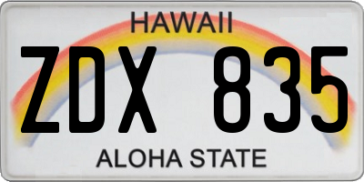 HI license plate ZDX835