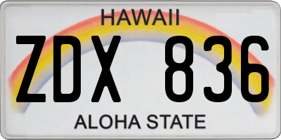 HI license plate ZDX836