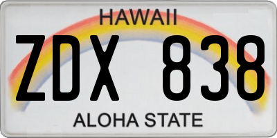 HI license plate ZDX838