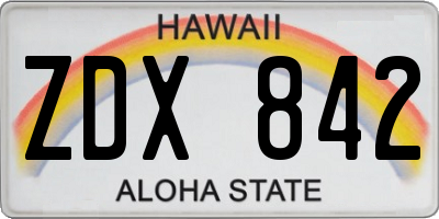 HI license plate ZDX842