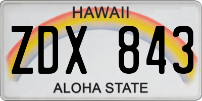 HI license plate ZDX843