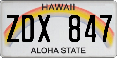 HI license plate ZDX847