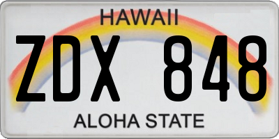 HI license plate ZDX848