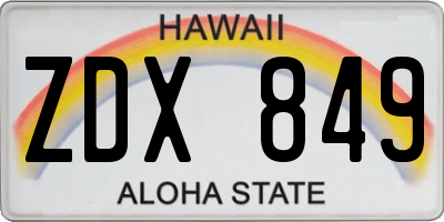 HI license plate ZDX849