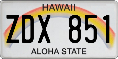 HI license plate ZDX851