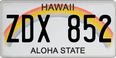 HI license plate ZDX852