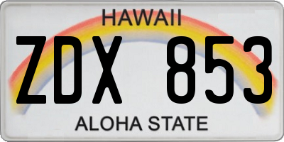 HI license plate ZDX853