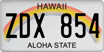 HI license plate ZDX854