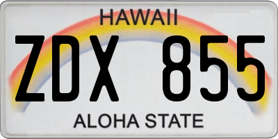 HI license plate ZDX855