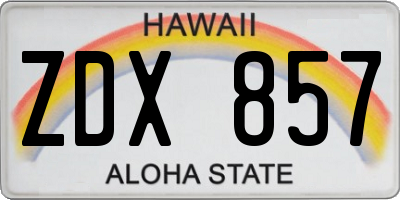 HI license plate ZDX857