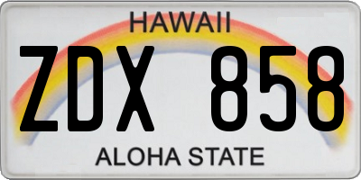 HI license plate ZDX858