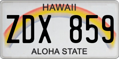 HI license plate ZDX859