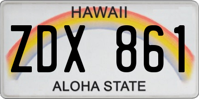 HI license plate ZDX861