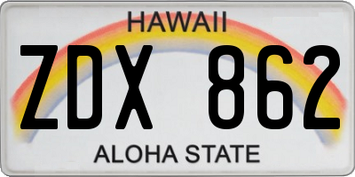 HI license plate ZDX862