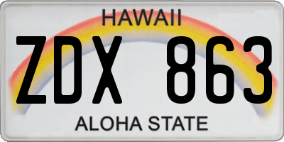 HI license plate ZDX863
