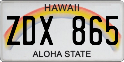 HI license plate ZDX865