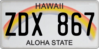 HI license plate ZDX867