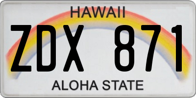 HI license plate ZDX871