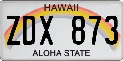 HI license plate ZDX873