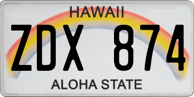 HI license plate ZDX874